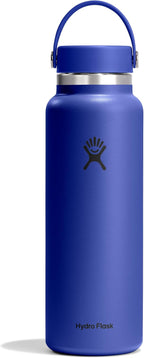 Hydro Flask Water Bottle - Insulated Stainless Steel - Wide Mouth Flex Lid, Non Spill, Leakproof and Refillable in 40 Oz Capri Blue