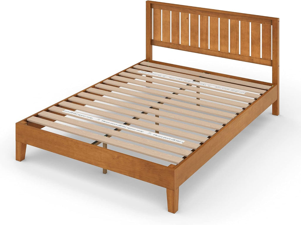 Zinus Alexis Deluxe Wood Platform Bed Frame with Headboard, Wood Slat Support, No Box Spring Needed, Easy Assembly, Rustic Pine, King