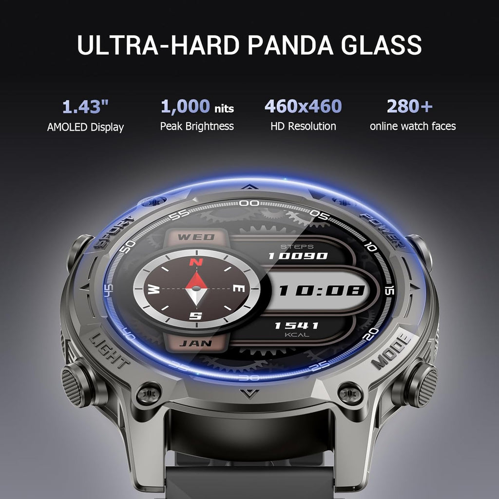 2026 Smart Watch for Men, Standalone GPS & Offline Maps, 5ATM Waterproof, 1.43" AMOLED, 4GB RAM, 178 Sports Modes, Compass, Heart Rate/SpO2/Stress/All-Day Sleep Monitor, Compatible Android iOS Black