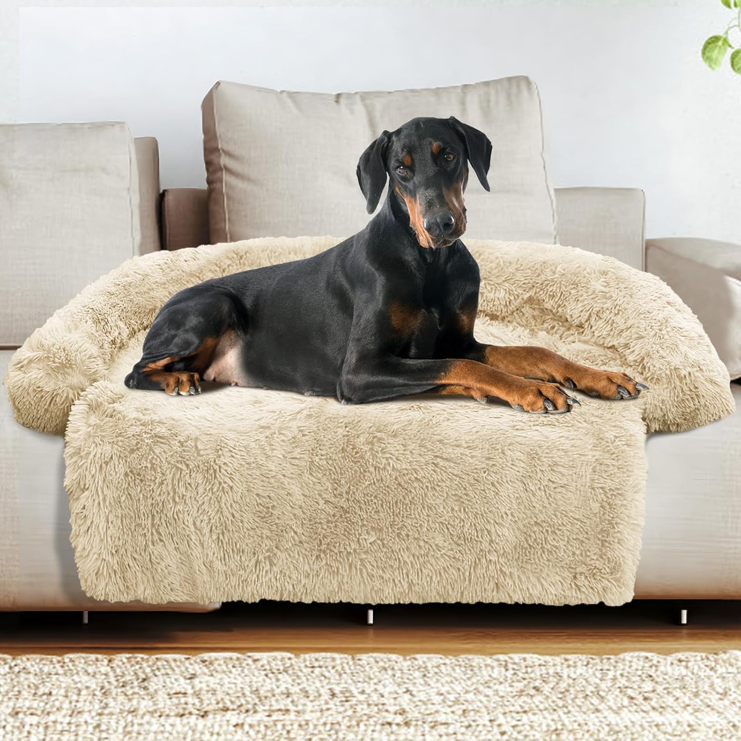 GGIB Cooling Dog Bed Mat with Bolster Pillow Washable Dog Couch Cover Breathable Summer Pet Couch Bed Protector Indoor(Large, Cooling Grey)