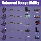 BENGOO G9000 Stereo Gaming Headset for PS5, PS4, PC, Xbox One Controller, Noise Cancelling Over Ear Headphones with Mic, LED Light, Bass Surround, Soft Memory Earmuffs - Purple