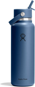 Hydro Flask Water Bottle - Insulated Stainless Steel - Wide Straw Lid, Non Spill, Leakproof in 40 Oz Harbor Blue