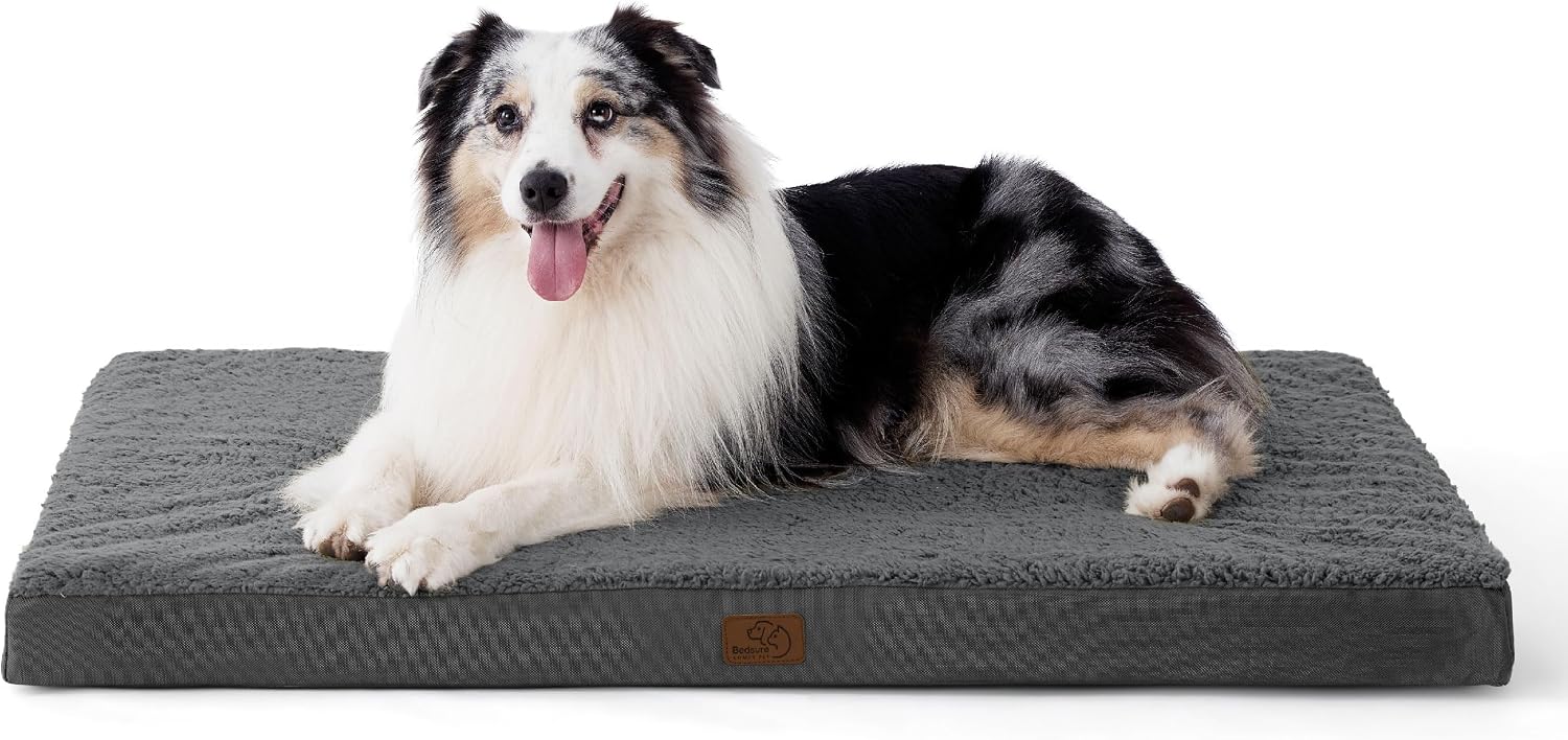 Bedsure Cooling Dog Bed for Crate, Large Breathable Pet Summer Bed, 35 Inch | Orthopedic Egg Crate Foam, Cold Summer Pad Mat, Non-Slip Bottom, Comfy Removable Washable Cover, For Pets Up to 50 lbs