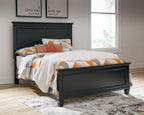 Signature Design by Ashley Lanolee Transitional Full Panel Bed with Tapered Feet, Foundation or Box Spring Needed, Black