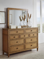 Signature Design by Ashley Sharlance Transitional 9-Drawer Dresser with Felt-Lined Top Drawers, Warm Brown