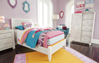 Signature Design by Ashley Paxberry Twin Headboard, Whitewash Carved Medallion Panel, Engineered Wood, Adjustable Height for Girls Youth Bedroom