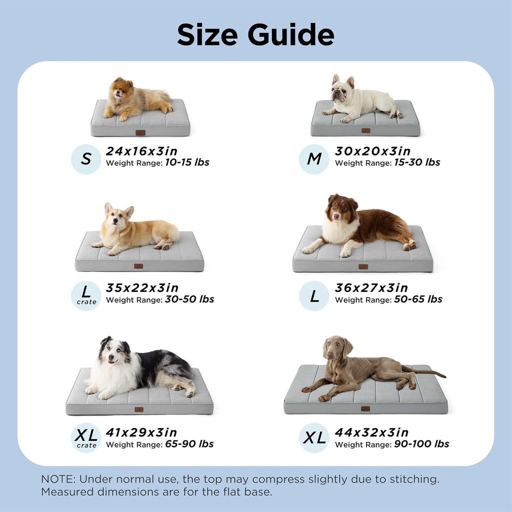 Bedsure Cooling Dog Bed for Crate, Large Breathable Pet Summer Bed, 35 Inch | Orthopedic Egg Crate Foam, Cold Summer Pad Mat, Non-Slip Bottom, Comfy Removable Washable Cover, For Pets Up to 50 lbs