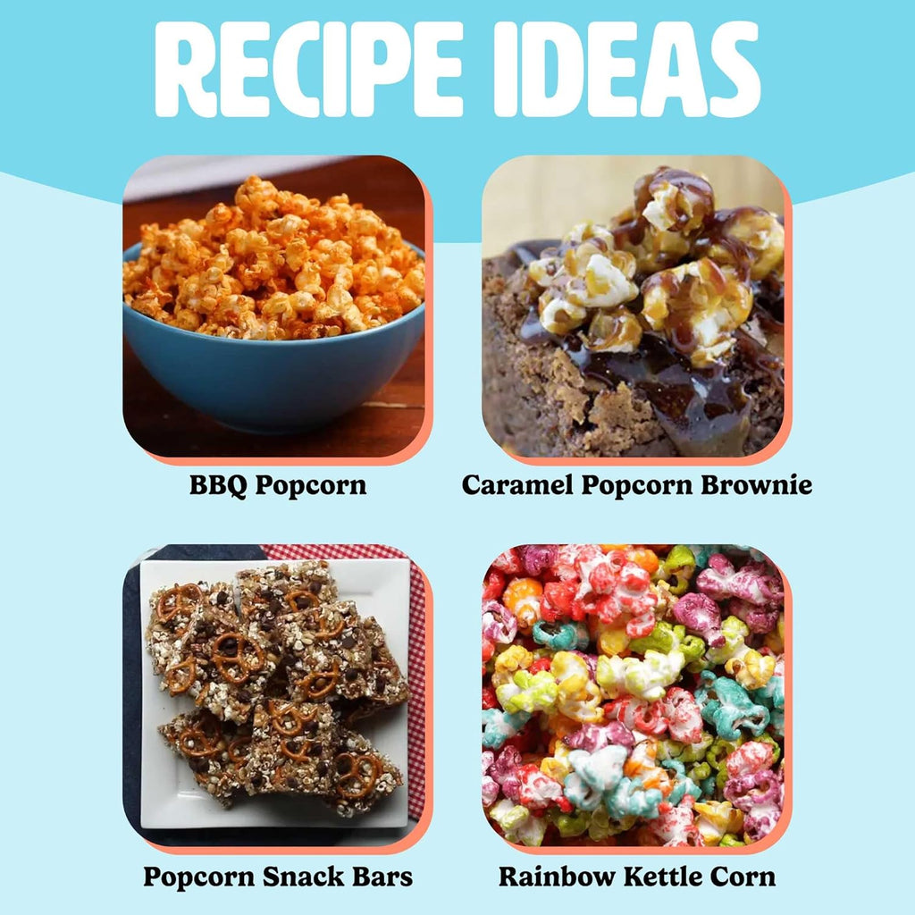 Tasty Hot Air Popcorn Popper, Healthy and Delicious Popcorn in Minutes, Fast and Easy-to-Use, Built-In Measuring Cup and Butter Warmer, 8 Cups, Blue