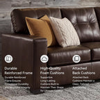 Signature Design by Ashley Santorine Transitional Tufted Leather Match Sofa, Dark Brown
