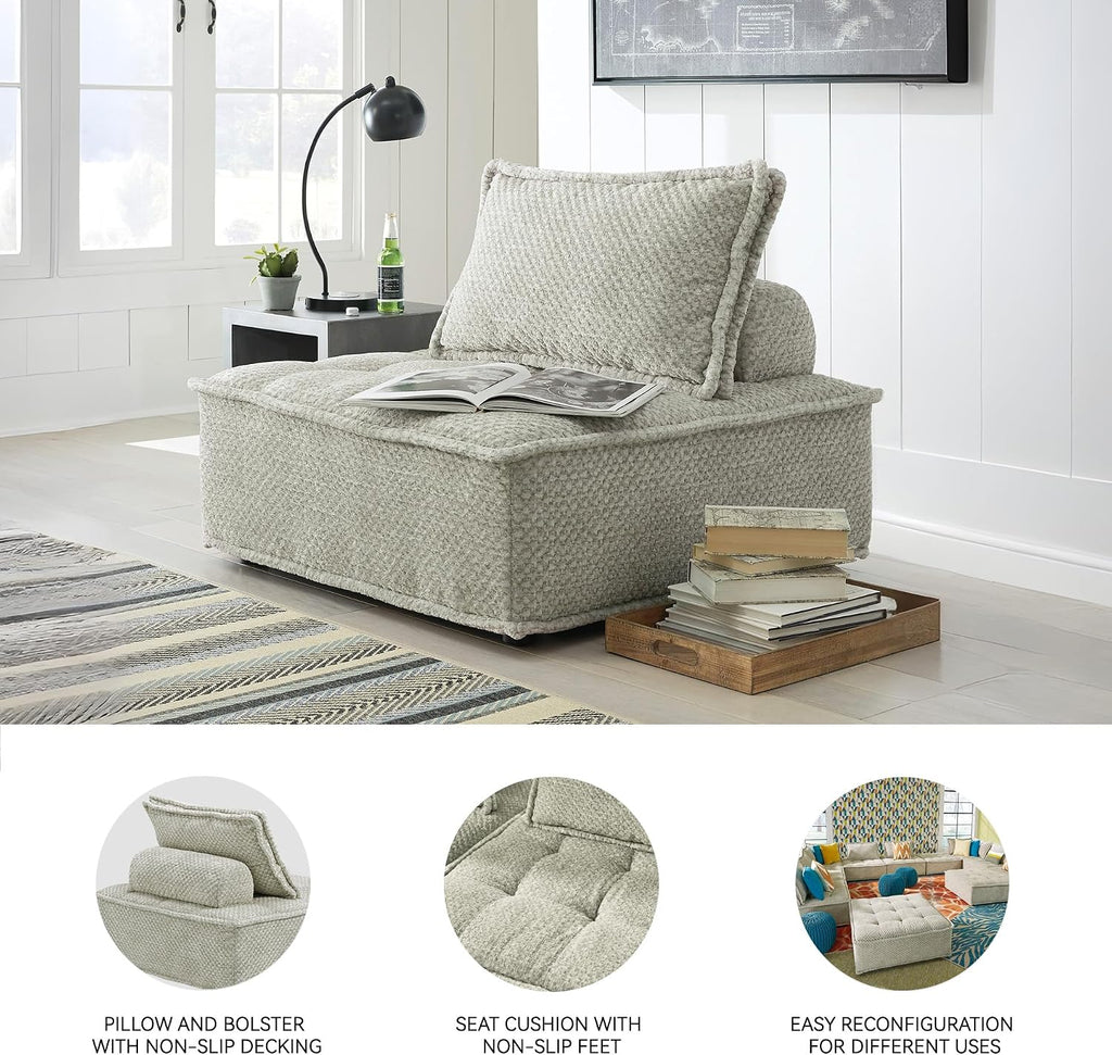 Signature Design by Ashley Bales Low Profile Floor Seating Accent Chair, Gray