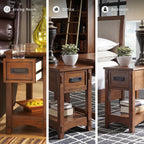Signature Design by Ashley Breegin End Table With Drawer and Shelf, Mission-Style, Veneers and Wood Construction for Living Rooms and Bedrooms, 13' x 22'