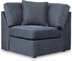 Signature Design by Ashley Contemporary Modmax Stain Resistant U-Shape Right-Arm Facing 5-Piece Sectional with Chaise and Reversible Cushion, Dark Blue