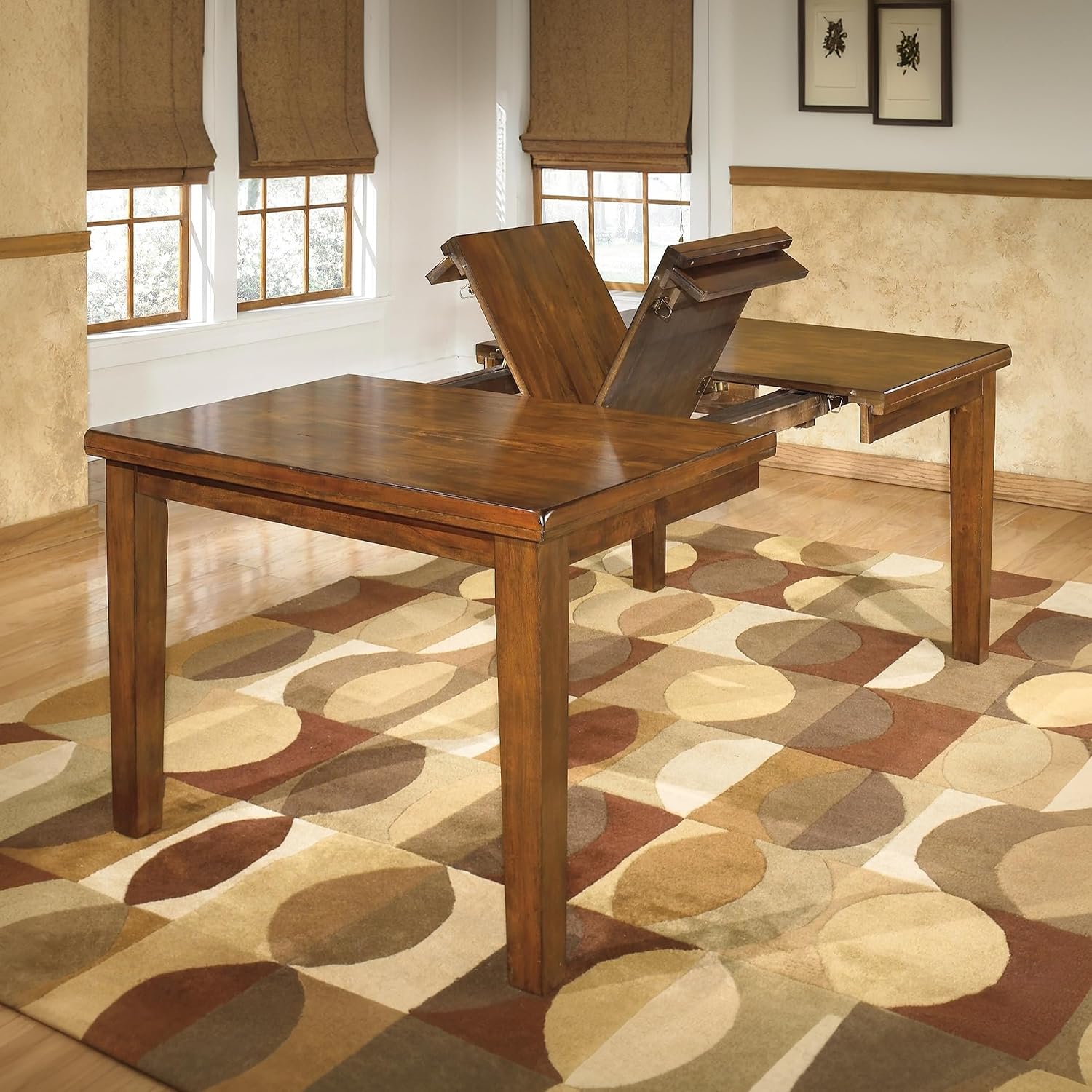 Signature Design by Ashley Ralene Extendable Dining Table, With Butterfly Leaf Seats 6-8, Wood Dining Room Table for Family Meals, Burnished Brown 42 x 60-78 Inch