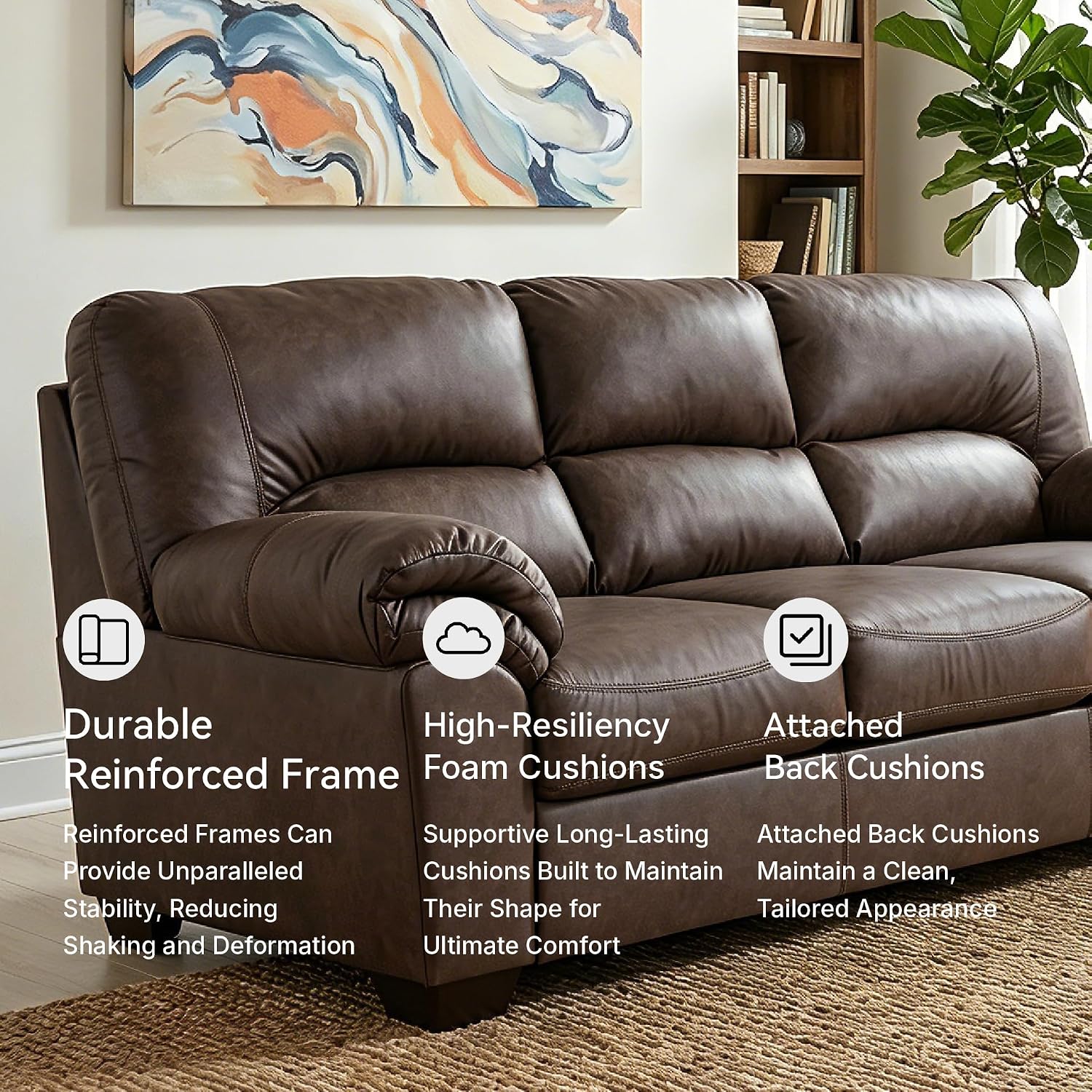 Signature Design by Ashley WalkerPoint Contemporary Sofa with Removable Cushion, Dark Brown