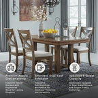 Signature Design by Ashley Moriville Rectangular Dining Extension Table, 2 Extension Leaves, Seats 8, 36" W x 86" D x 30.13" H, Wood & Acacia Veneer, Brown