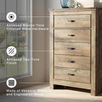 Signature Design by Ashley Trinell Rustic 5 Drawer Chest of Drawers with Nailhead Trim, Warm Brown