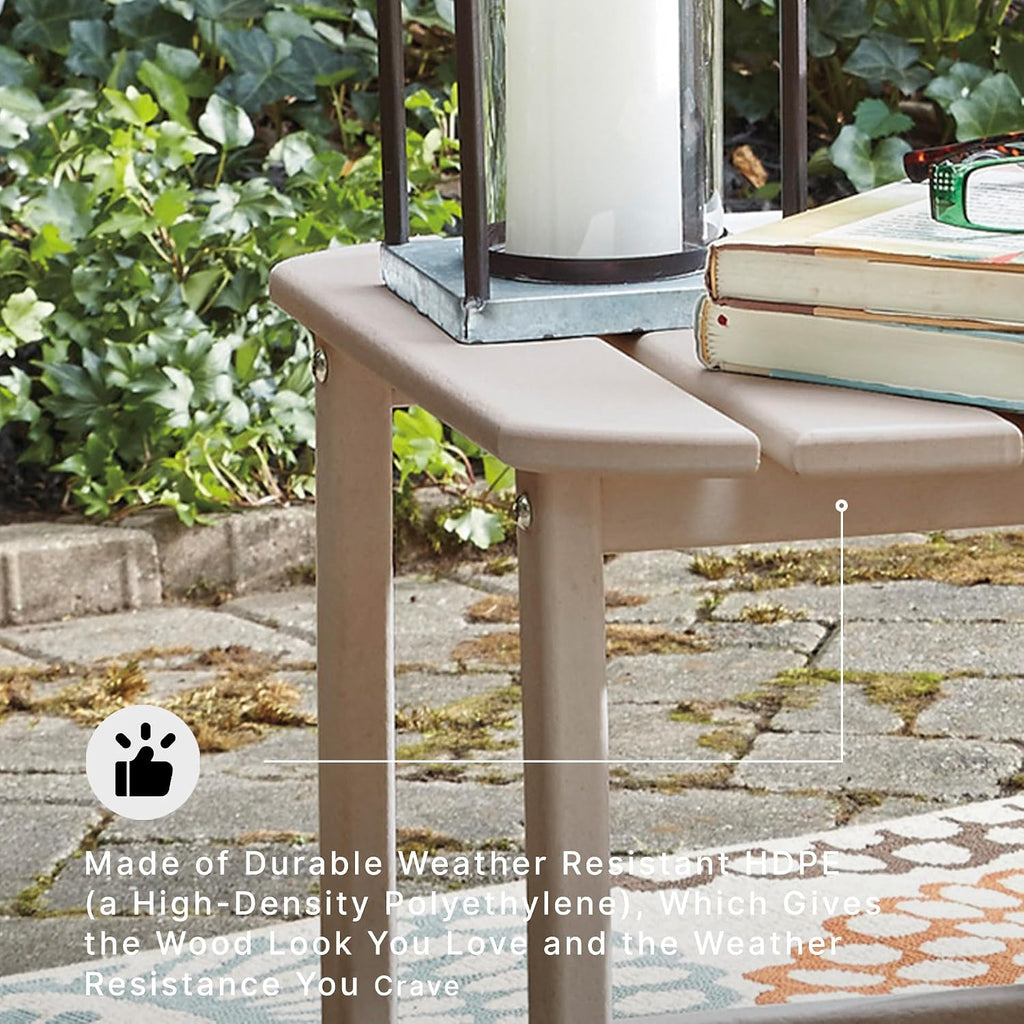 Signature Design by Ashley Sundown Treasure Outdoor Patio HDPE Weather Resistant End Table, Brown