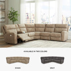 Signature Design by Ashley Next-Gen DuraPella 5-Piece Power Reclining Sectional, Modular L-Shaped Sofa with Zero Gravity Recline and Adjustable Headrest, Water Resistant Faux Leather Couch, Sand