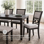 Signature Design by Ashley Langwest Dining Table Set for 6, Transitional 6-Piece Wood Kitchen Table and Chairs Set with Bench, Cushioned Seats, Cherry Brown