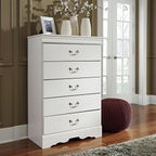Signature Design by Ashley Children's Anarasia 5 Drawer Chest of Drawers, White