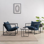 Zinus Aidan Sling Accent Chair, Metal Framed Armchair with Shredded Foam Cushioning, Navy
