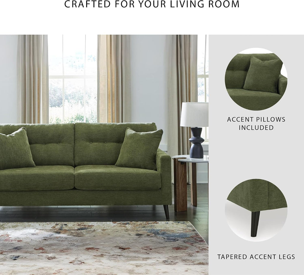 Signature Design by Ashley Bixler Sofa, No Assembly Required, Olive Green Chenille Upholstered 3-Seater Couch, Anti-Sag Platform Foundation, Button-Tufted Back, Living Room Furniture, 79 Inches