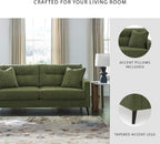 Signature Design by Ashley Bixler Sofa, No Assembly Required, Olive Green Chenille Upholstered 3-Seater Couch, Anti-Sag Platform Foundation, Button-Tufted Back, Living Room Furniture, 79 Inches