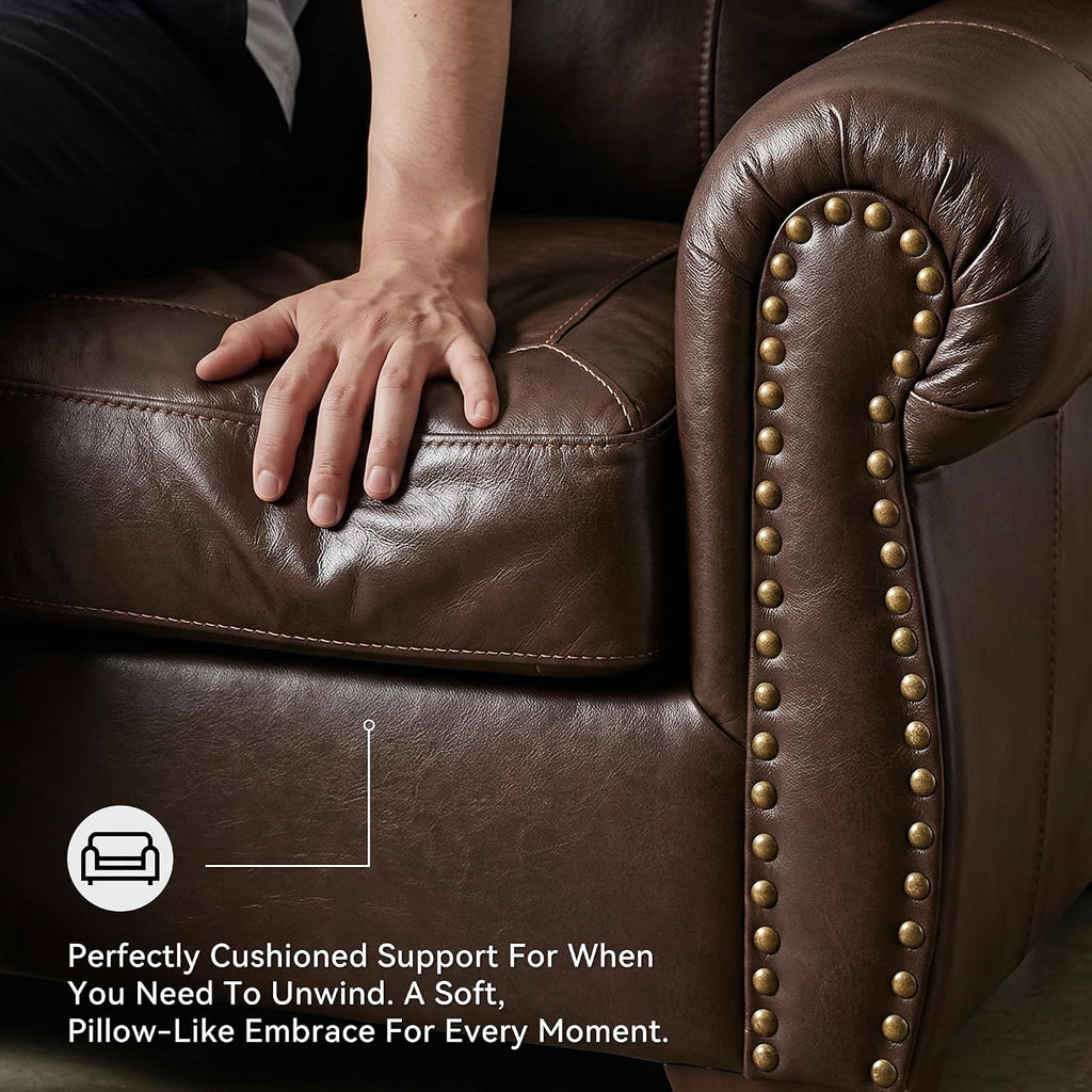 Signature Design by Ashley Colleton 92-Inch Classic Sofa, Dark Brown Leather Match, No Assembly Required, Durable Reinforced Frame, Couch for Living Room