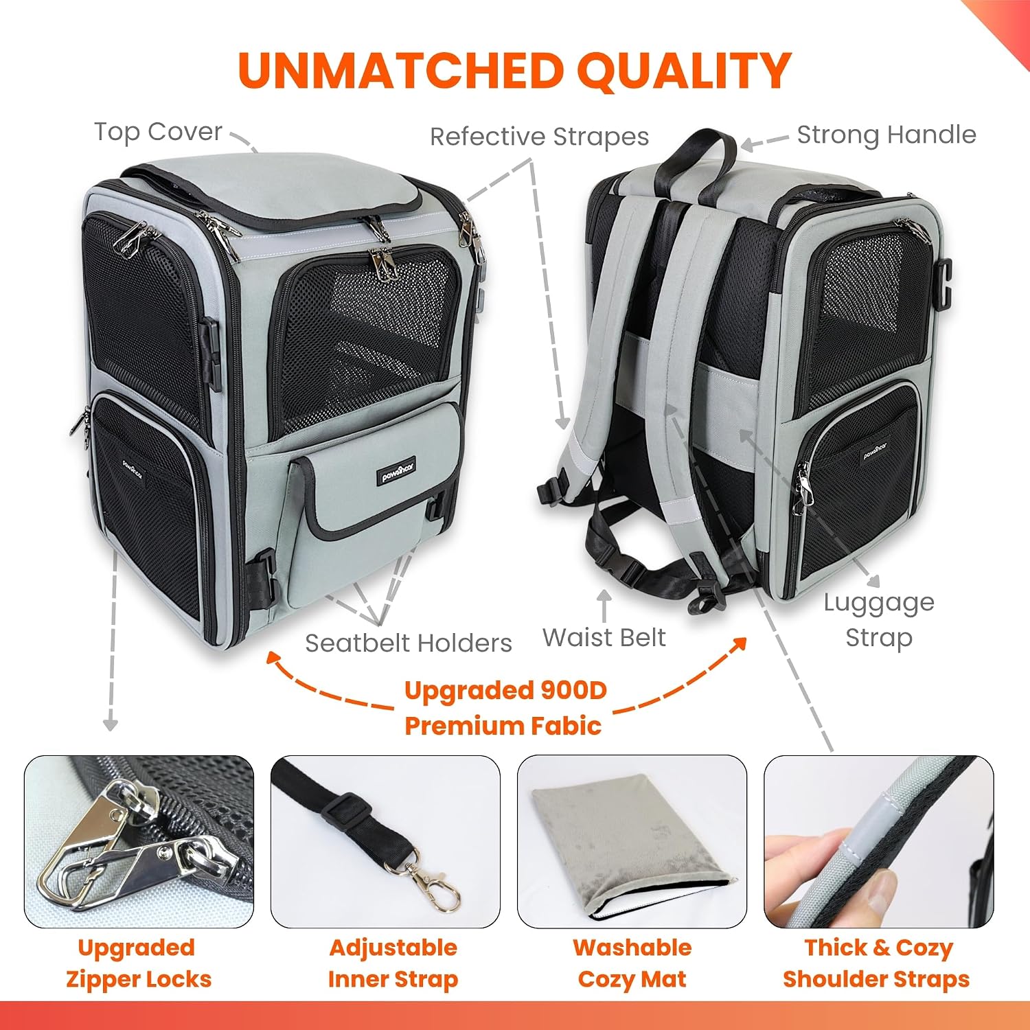 Crash-Tested Expandable Cat Backpack Carrier & Small Dog Car Seat | CPS Certified for Crash Protection & Safe Pet Travel.
