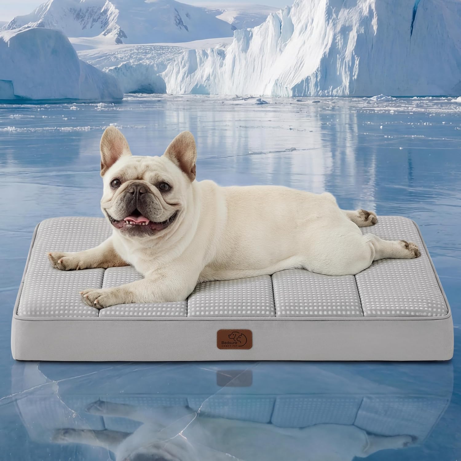 Bedsure Cooling Dog Bed for Crate, Large Breathable Pet Summer Bed, 35 Inch | Orthopedic Egg Crate Foam, Cold Summer Pad Mat, Non-Slip Bottom, Comfy Removable Washable Cover, For Pets Up to 50 lbs