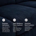 Signature Design by Ashley SimpleJoy Sofa, 83" Navy Blue Contemporary 3-Seater Couch, Soft Polyester Corduroy Fabric with Anti-Sag Platform Foundation, Living Room Furniture