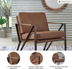 Signature Design by Ashley Garronmont Mid-Century Modern Leather Accent Chair with Metal Frame, Light Brown & Metallic