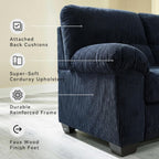 Signature Design by Ashley SimpleJoy Sofa, 83" Navy Blue Contemporary 3-Seater Couch, Soft Polyester Corduroy Fabric with Anti-Sag Platform Foundation, Living Room Furniture