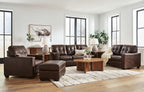 Signature Design by Ashley Santorine Transitional Tufted Leather Match Sofa, Dark Brown