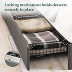 Zinus Billie Platform Bed Frame, Four Underbed Storage Drawers, Height Adjustable Headboard, Upholstered Style, Queen