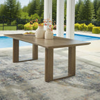 Signature Design by Ashley Serene Bay Outdoor Dining Table, Rust-Resistant Aluminum with Wood-Look Finish, 84-Inch Rectangular Patio Table with Umbrella Hole, Dark Brown