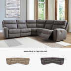 Signature Design by Ashley Contemporary Next-Gen DuraPella L-Shape Symmetrical Faux Leather 5-Piece Power Reclining Sectional with Adjustable Headrest and USB Charging Ports, Gray