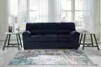 Signature Design by Ashley SimpleJoy Sofa, 83" Navy Blue Contemporary 3-Seater Couch, Soft Polyester Corduroy Fabric with Anti-Sag Platform Foundation, Living Room Furniture