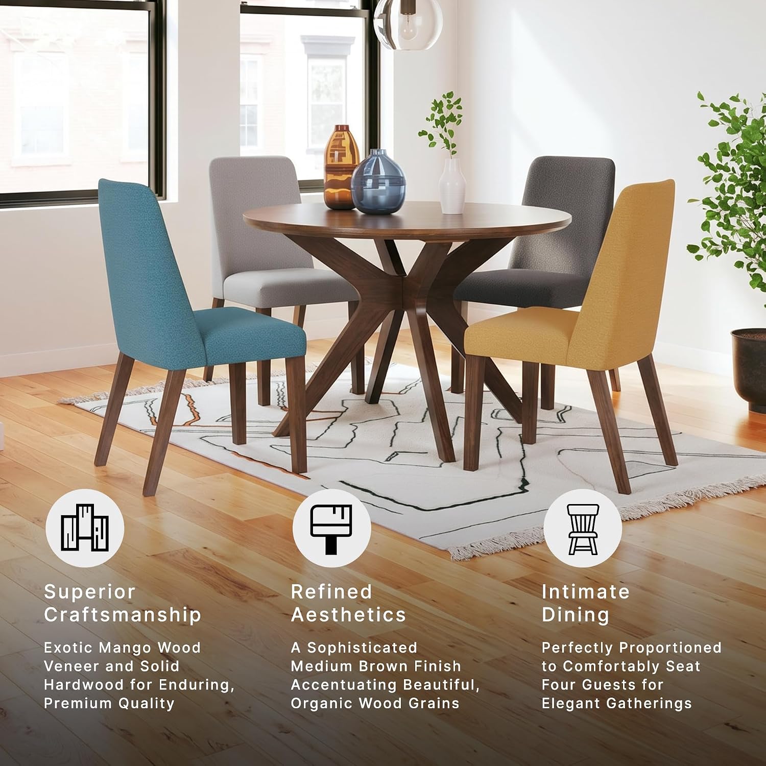 Signature Design by Ashley Lyncott Traditional Round Dining Room Table, Seats up to 4, Brown, 45" W x 29.75" H