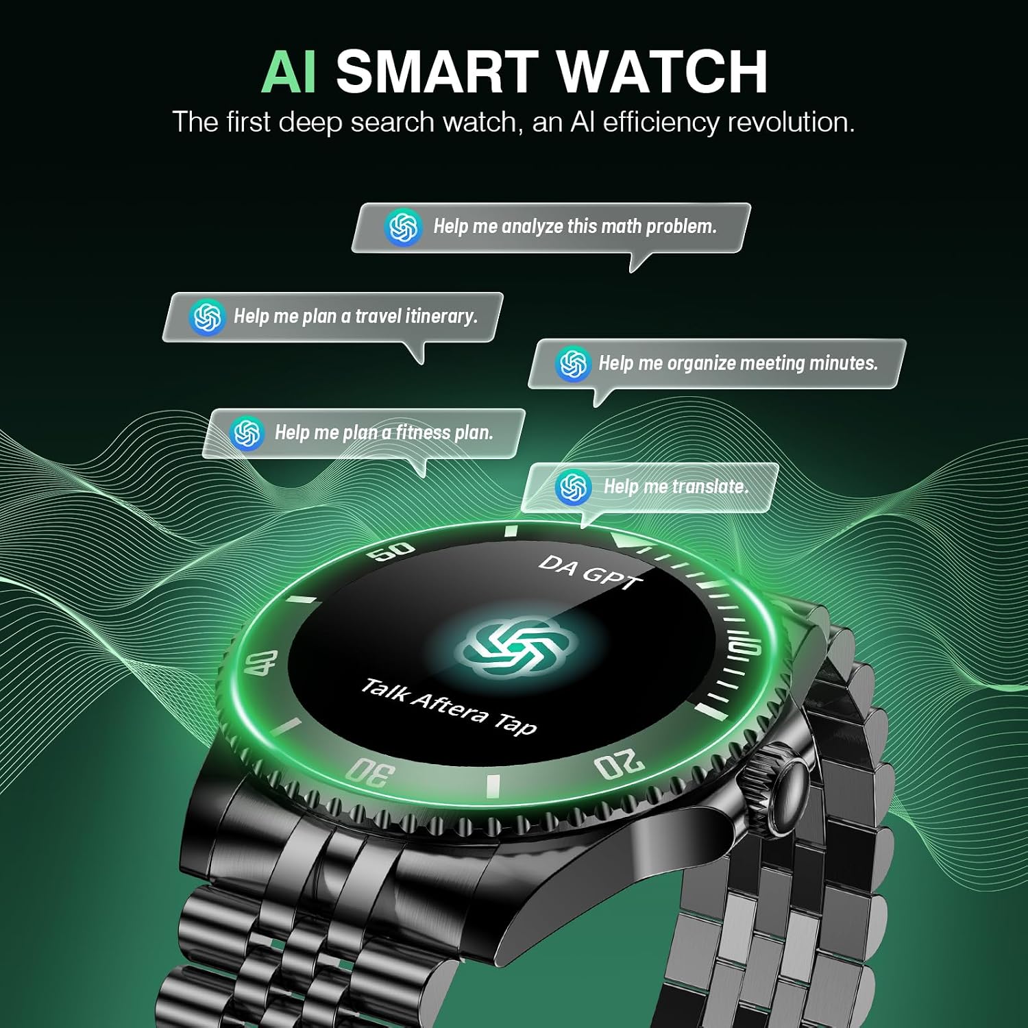 Luxury Smart Watch with Bluetooth Calls, Heart Rate/SpO2/Blood Pressure/Sleep Monitor, 1.19-inch AMOLED Display, 107 Sports Fitness Tracker, Round Business Watch Compatible Android and iOS, 44mm Black