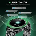Luxury Smart Watch with Bluetooth Calls, Heart Rate/SpO2/Blood Pressure/Sleep Monitor, 1.19-inch AMOLED Display, 107 Sports Fitness Tracker, Round Business Watch Compatible Android and iOS, 44mm Black