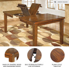 Signature Design by Ashley Ralene Extendable Dining Table, With Butterfly Leaf Seats 6-8, Wood Dining Room Table for Family Meals, Burnished Brown 42 x 60-78 Inch