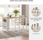 Signature Design by Ashley Gesthaven 60" Counter Height Dining Table with 3 Storage Shelves, Butcher Block Veneer Top, Ideal for Kitchens or Workspaces, White/Natural