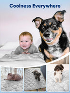 Rywell Dog Cooling Mat 2.0, Elegant Grey, 44"*32" Thick & Durable Cooling Mat for Extra Large Dogs, Extended Cooling with Waterproof & Color-Changing Arc-Chill Fiber (Q-Max>0.5), Ideal for Summer