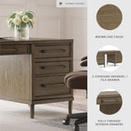 Signature Design by Ashley Roanhowe Contemporary 68" Home Office Desk with 6 Felt-Lined Drawers, USB Charging Ports and Cord Management, Dark Brown