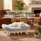 Muihood Elevated Wooden Dog Bed with Foam Mattress, Walnut, X-Large | Raised Dog Bed with Washable Cover, Supportive Foam Mattress, Perfect for X-Large Dogs and Indoor Living
