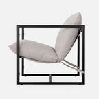 Zinus Aidan Sling Accent Chair, Metal Framed Armchair with Shredded Foam Cushioning, Oatmeal