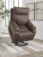 Signature Design by Ashley Crestmeade Modern Dual Motor Power Lift Recliner with Adjustable Backrest, USB Ports, Heat and Massage Function, Dark Brown