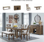 Signature Design by Ashley Moriville Casual Rustic Upholstered Dining Bench, Grey & Brown