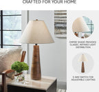 Signature Design by Ashley Danset Wood Table Lamp, 30 Inch Tall Living Room Light with Empire Hardback Fabric Shade, Contemporary Bedside Lighting, Brown